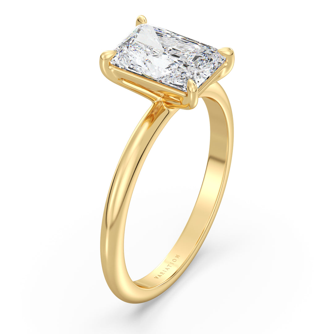 IGI Certified Radiant Cut Diamond Solitaire Ring in Yellow Gold