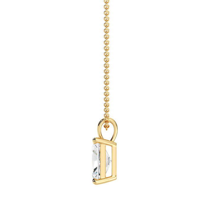 IGI Certified Radiant Cut Lab Grown Diamond Solitaire Pendant in 18K Yellow Gold