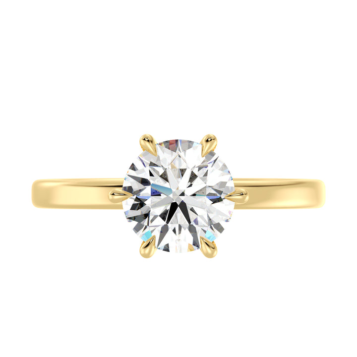 IGI Certified Round Brilliant Diamond Solitaire Ring in Yellow Gold