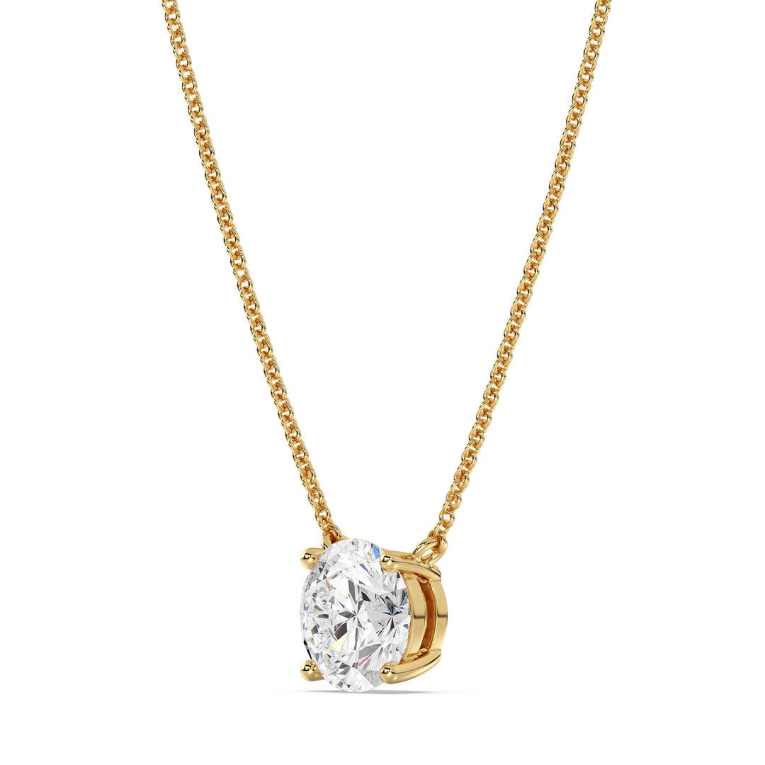 IGI Certified Round Brilliant Lab Grown Diamond Solitaire Necklace in 18K Yellow Gold