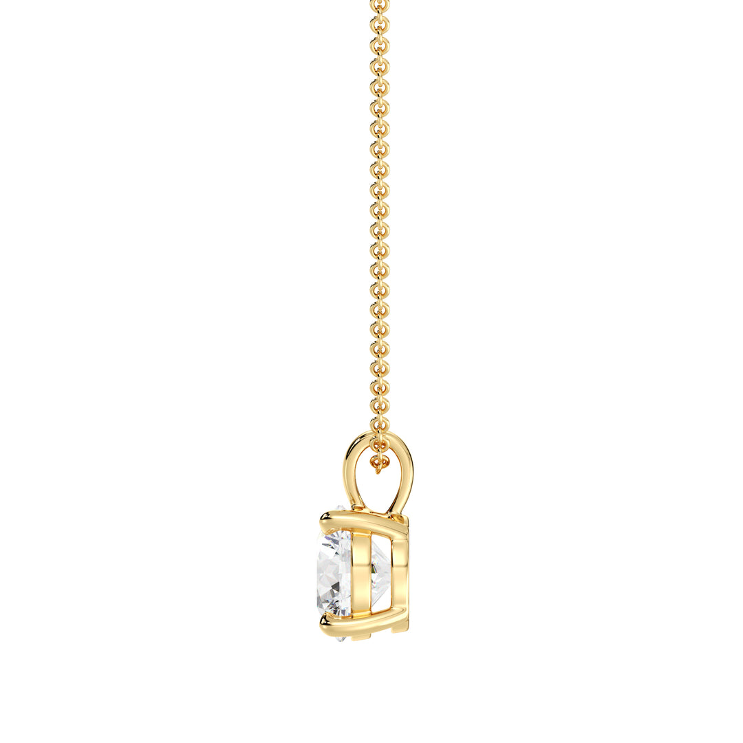 IGI Certified Round Cut Lab Grown Diamond Solitaire Pendant in 18K Yellow Gold