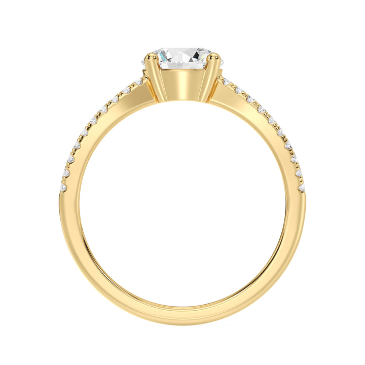 Lab Grown Diamond Engagement Ring with Split Shank and Accent Diamonds in 18K Yellow Gold