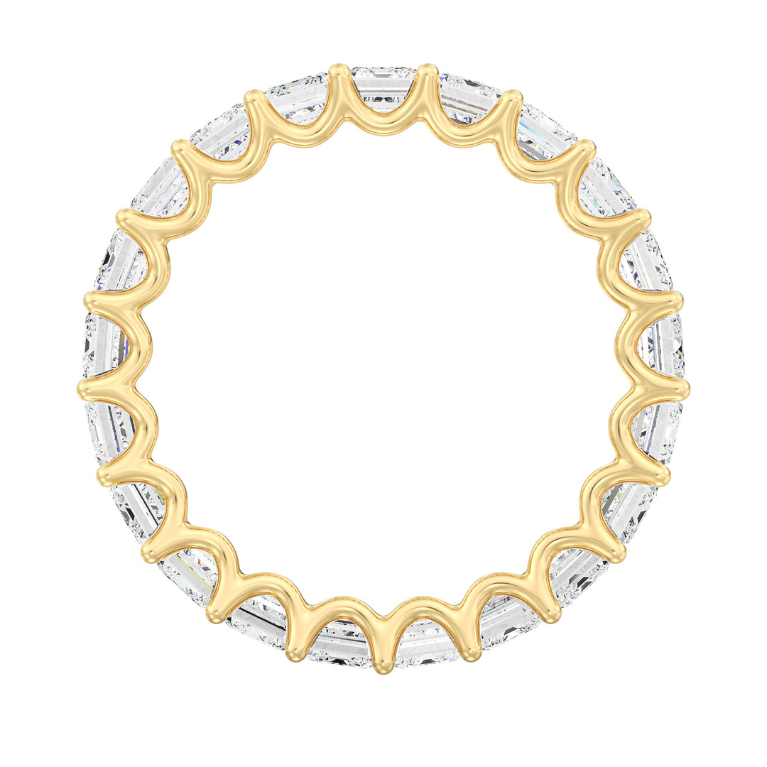 Lab Grown Emerald Diamond Wedding Band with Continuous Brilliance in Yellow Gold