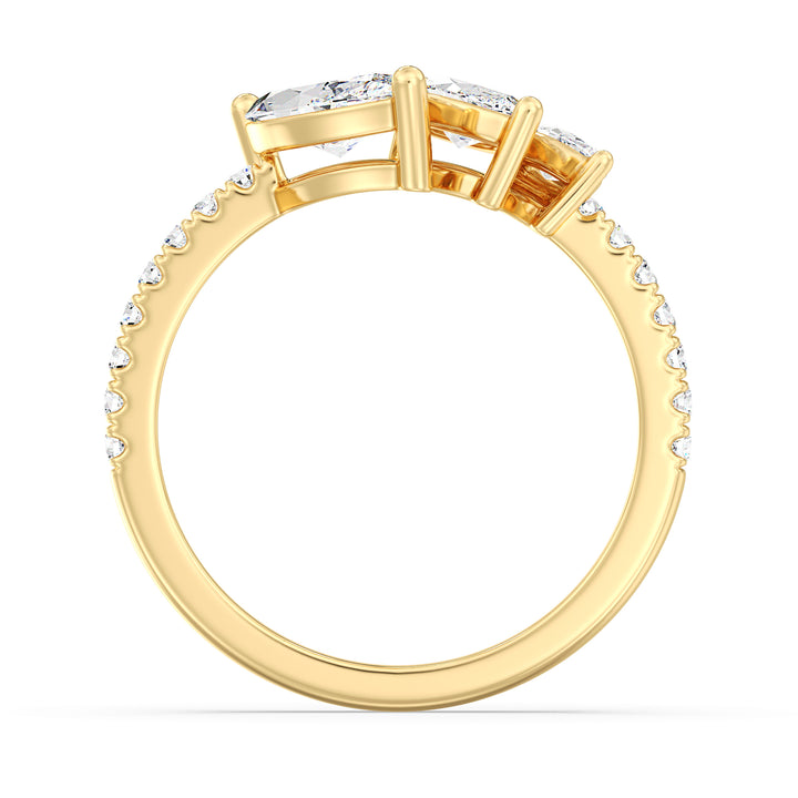 Lab Grown Marquise Diamond Ring with Graduated Side Stones in Yellow Gold