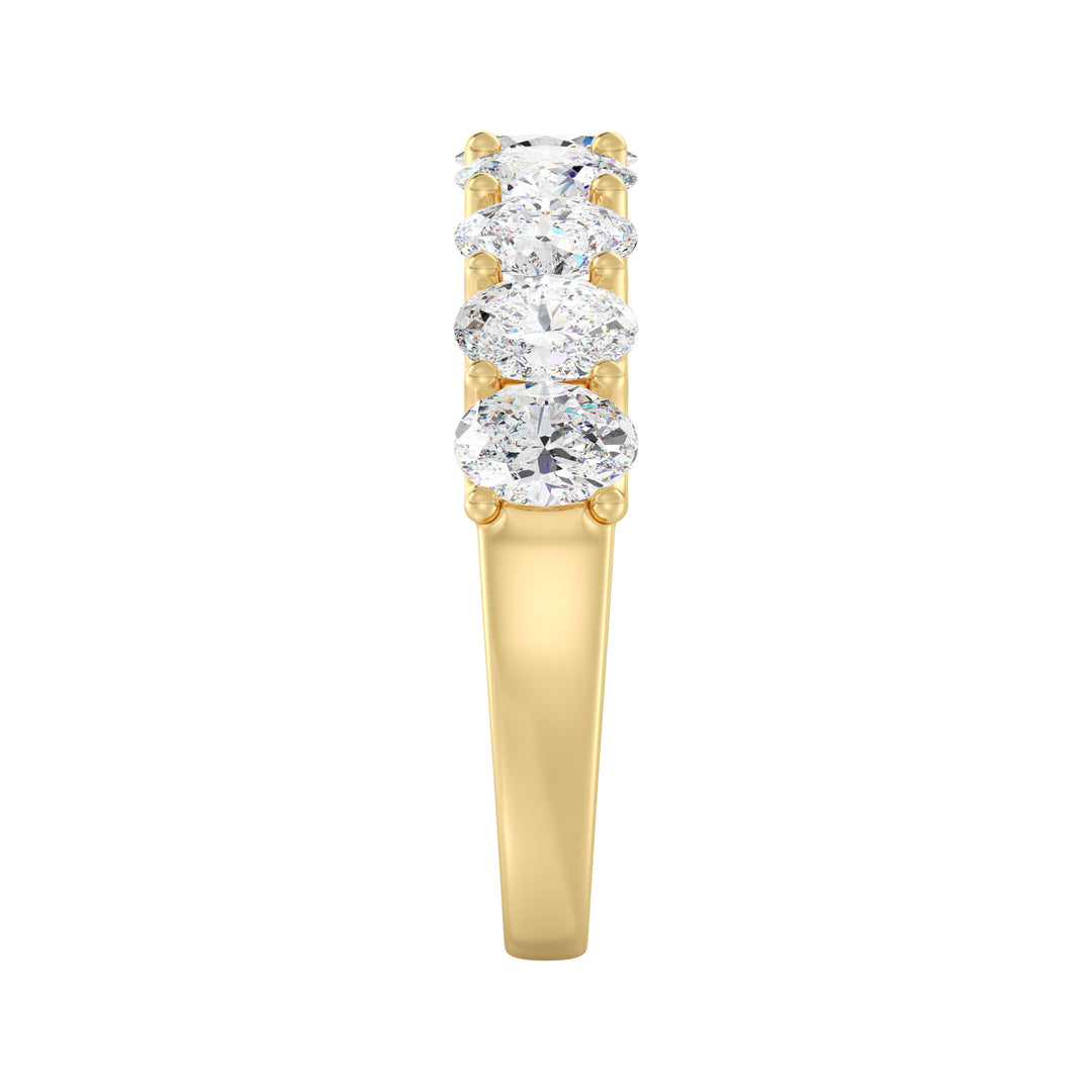 Lab Grown Oval Diamond Half Eternity Ring with Continuous Brilliance in Yellow Gold