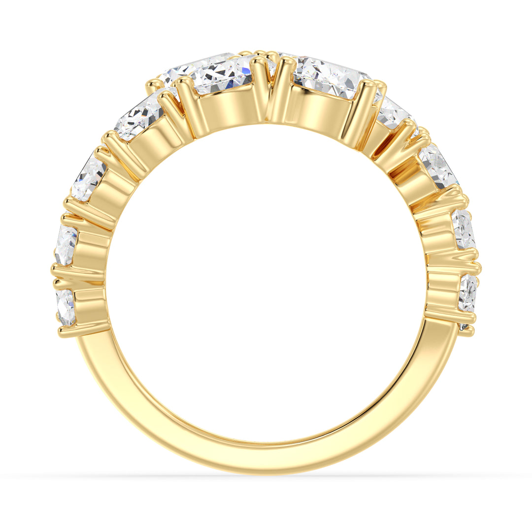 Lab Grown Oval Diamond Ring with Elegant Bypass Design in Yellow Gold