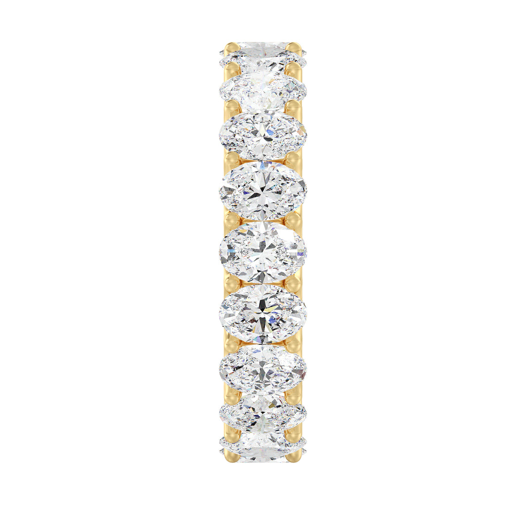 Lab Grown Oval Diamond Wedding Band with Continuous Brilliance in Yellow Gold