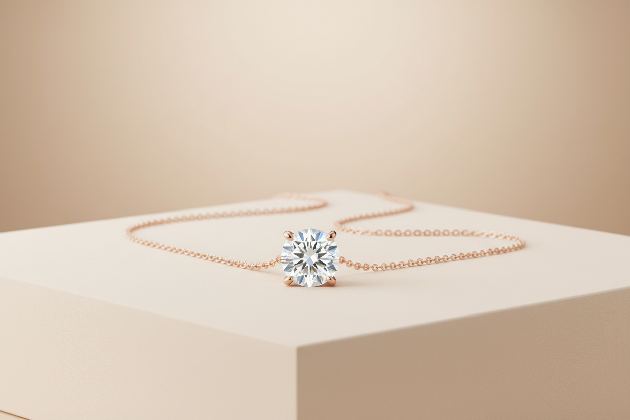 lab grown diamond solitaire necklaces