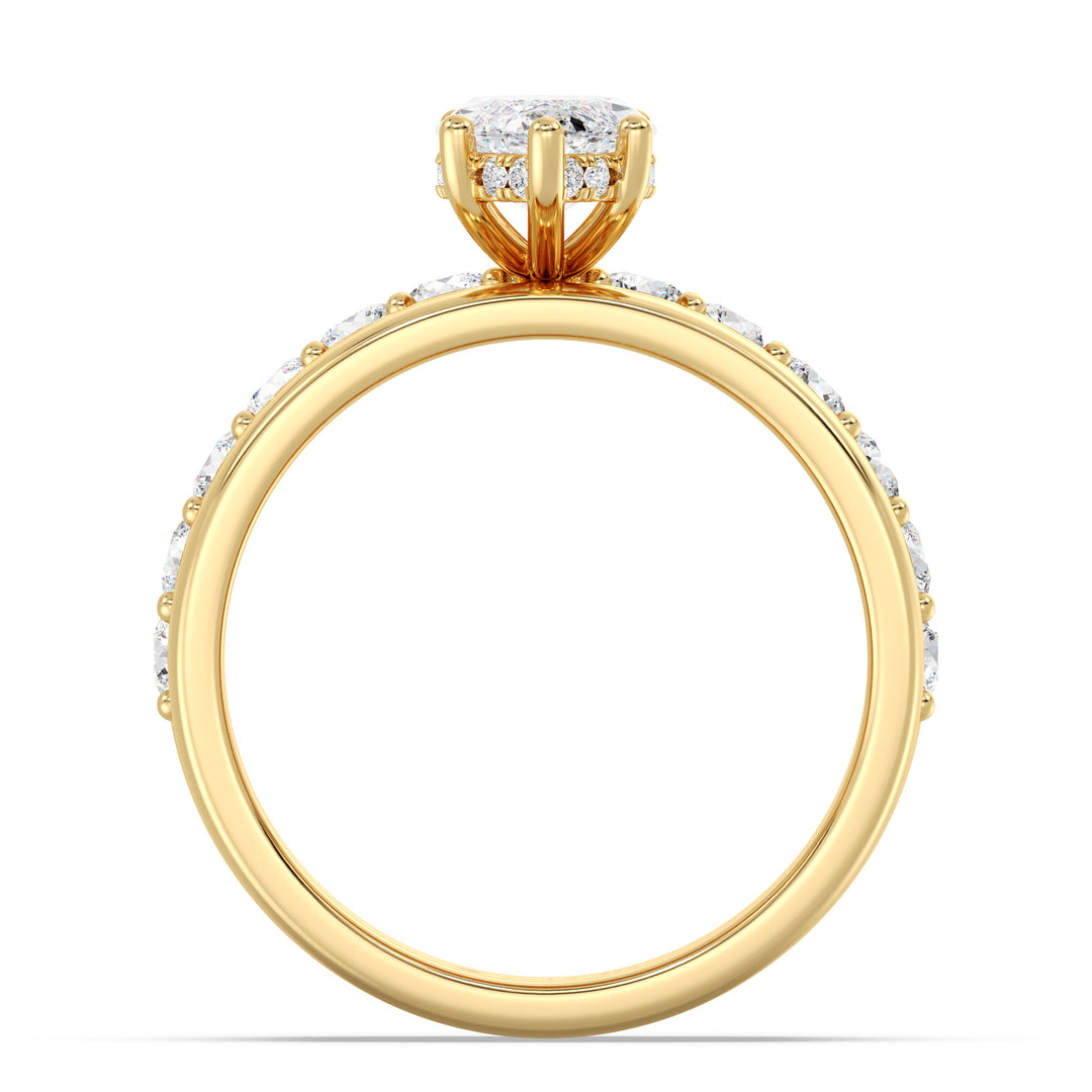Luxury Marquise Lab Grown Diamond Ring with Triple Band Setting in 18K Yellow Gold