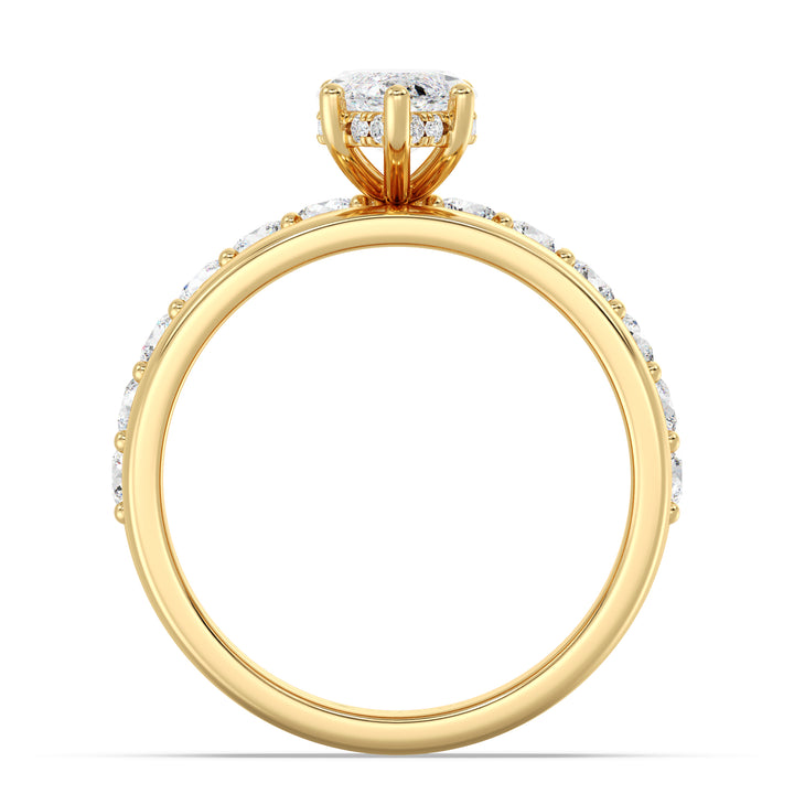 Luxury Marquise Lab Grown Diamond Ring with Triple Band Setting in 18K Yellow Gold
