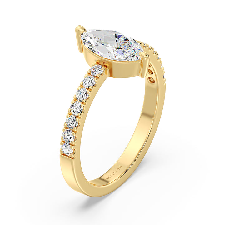 Marquise Cut Diamond Open Ring in 18K Yellow Gold