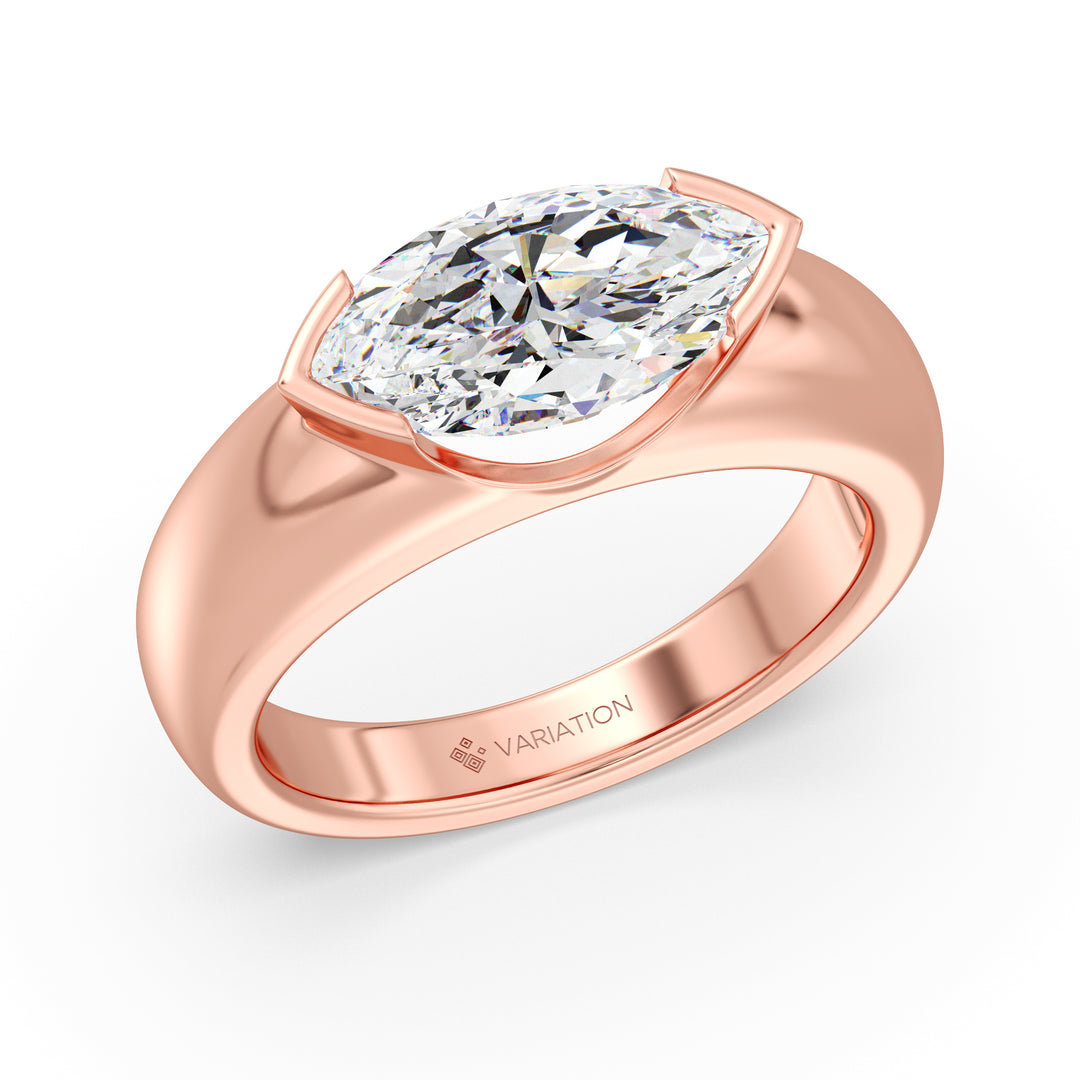 Marquise Cut Lab Grown Diamond Bezel Solitaire Ring in 18K Rose Gold