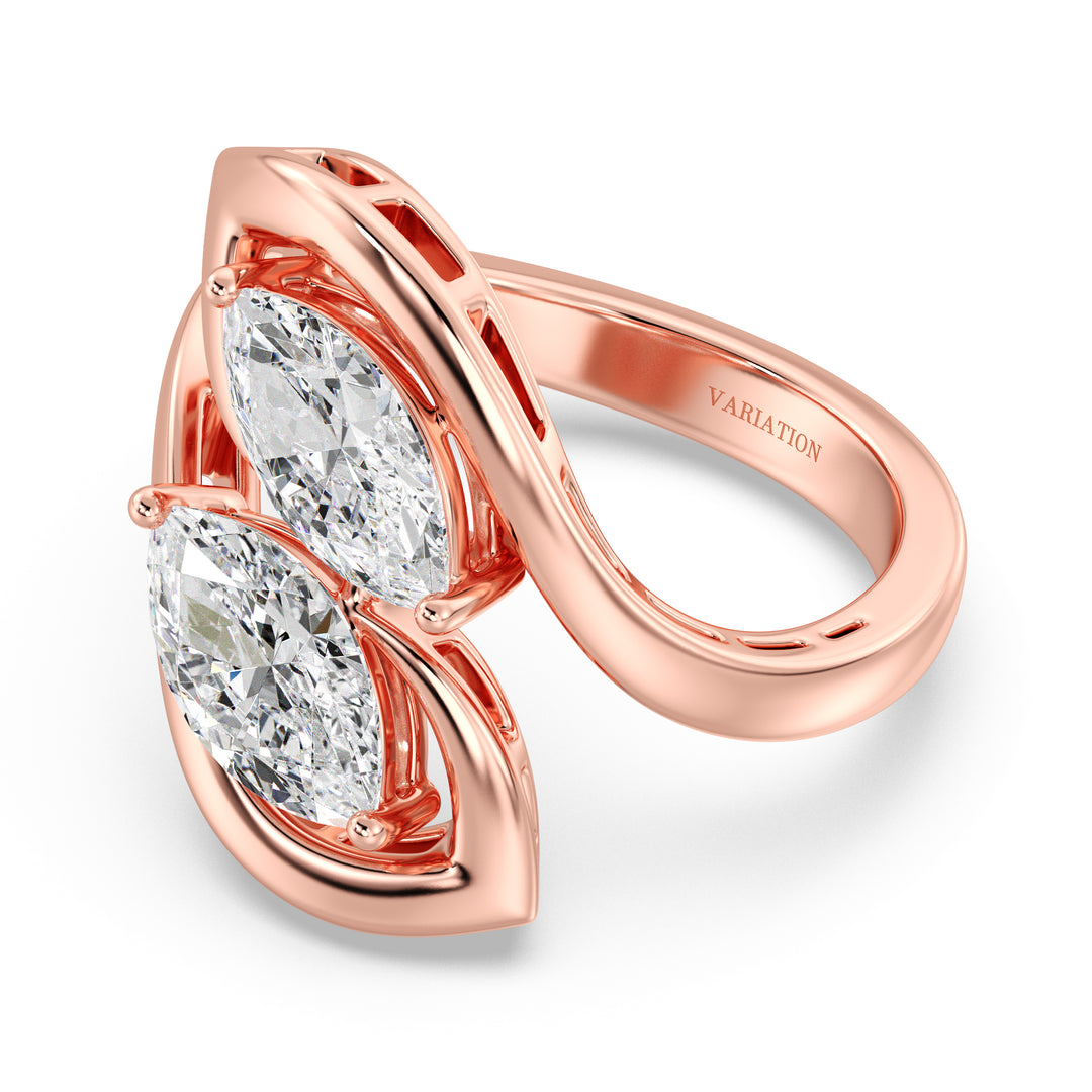 Marquise Cut Lab Grown Diamond Bypass Ring in 18K Rose Gold