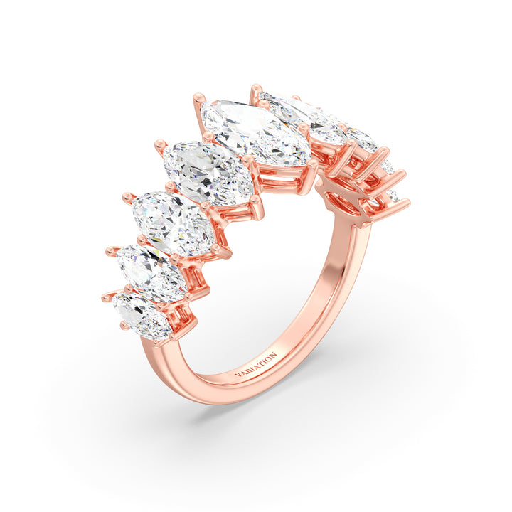 Marquise Cut Lab Grown Diamond Half Eternity Ring in 18K Rose Gold