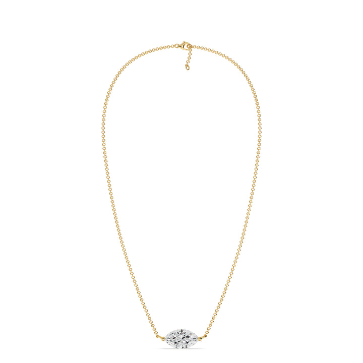 2 Carat Marquise Cut Lab Grown Diamond Pendant Necklace in 18K Yellow Gold
