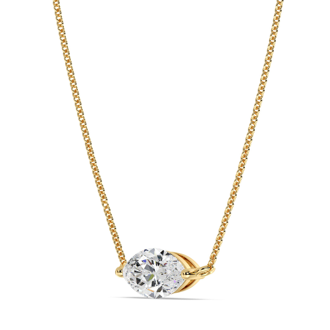 IGI Certified Marquise Cut Lab Grown Diamond Solitaire Pendant Necklace in 18K Yellow Gold