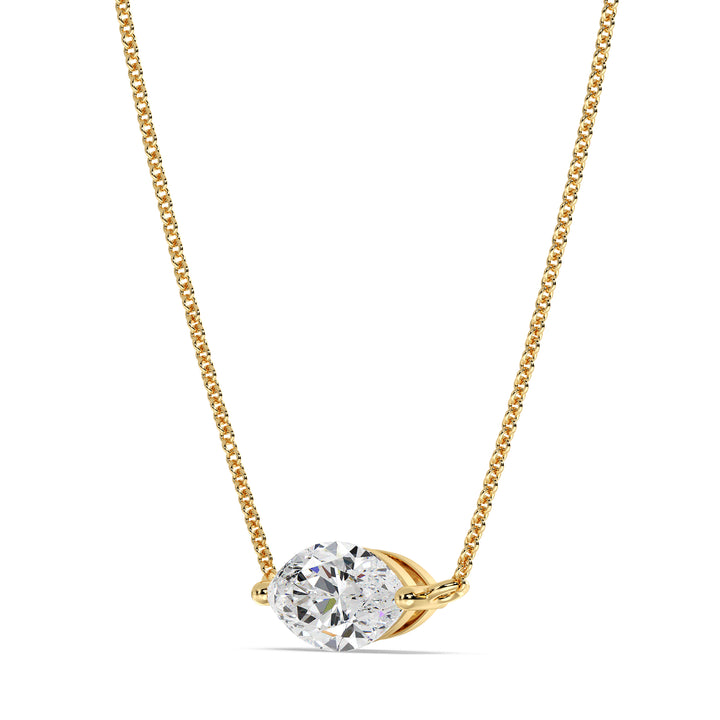 IGI Certified Marquise Cut Lab Grown Diamond Solitaire Pendant Necklace in 18K Yellow Gold