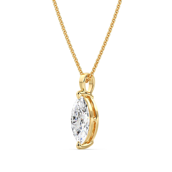 Marquise Cut Lab Grown Diamond Pendant in 18K Yellow Gold 2 Claw Setting