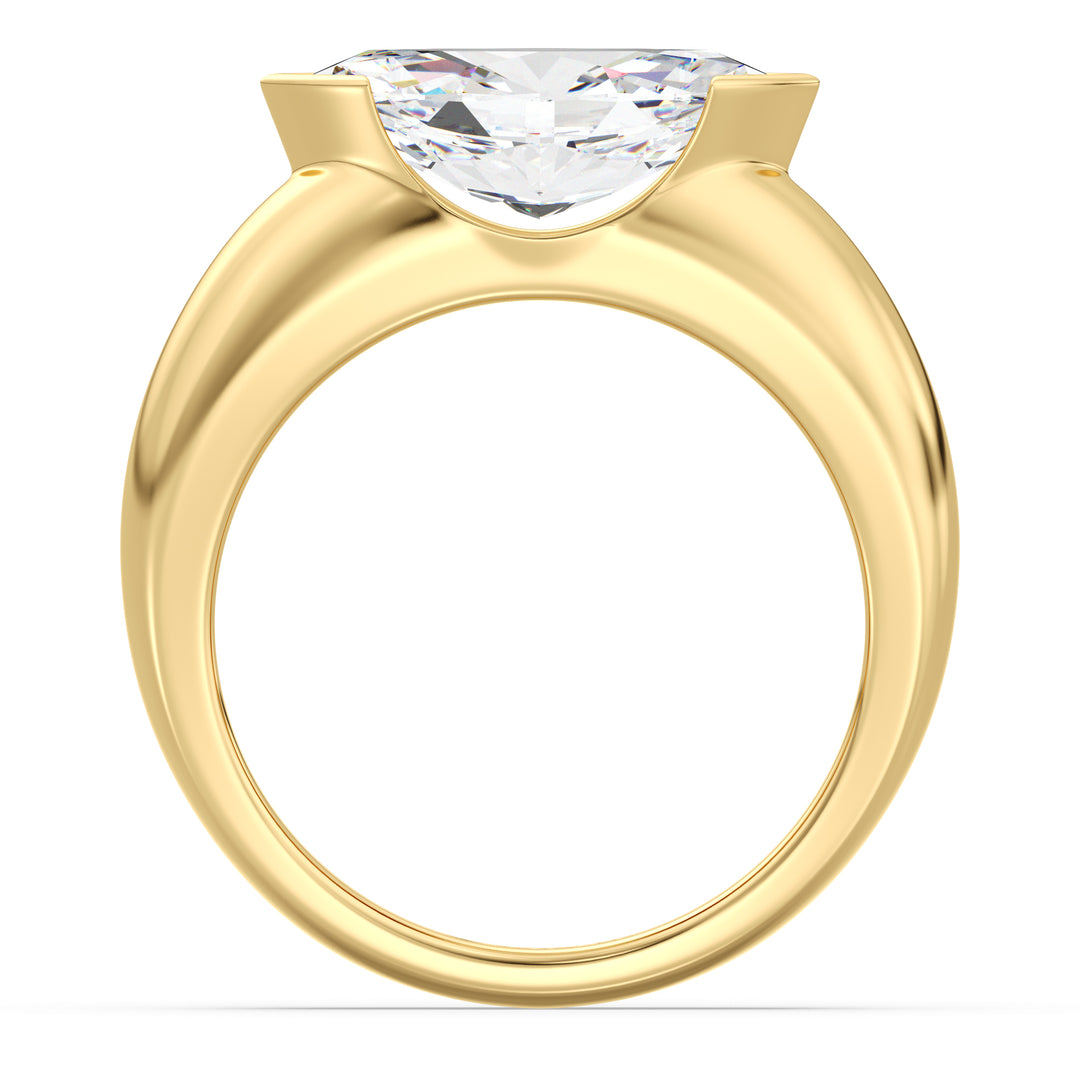 Marquise Cut Lab Grown Diamond Ring with Modern Bezel Setting in Yellow Gold