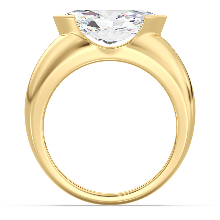 Marquise Cut Lab Grown Diamond Ring with Modern Bezel Setting in Yellow Gold