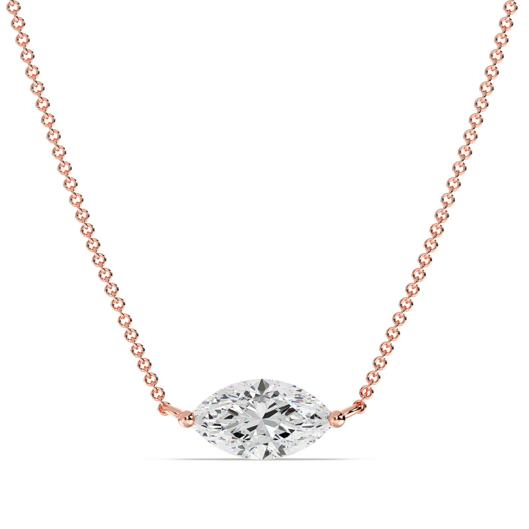 Marquise Cut Lab Grown Diamond Solitaire Pendant Necklace in 18K Rose Gold