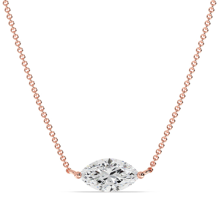 Marquise Cut Lab Grown Diamond Solitaire Pendant Necklace in 18K Rose Gold
