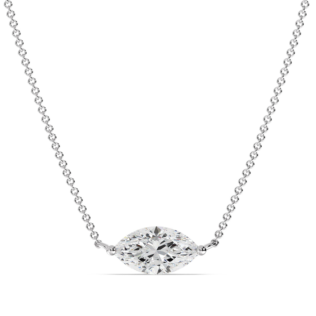 Marquise Cut Lab Grown Diamond Solitaire Pendant Necklace in 18K White Gold