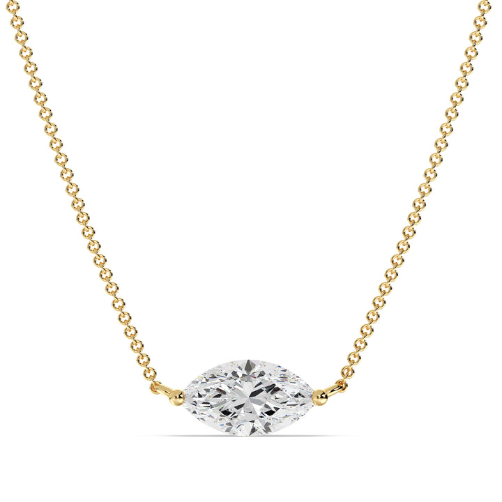 Marquise Cut Lab Grown Diamond Solitaire Pendant Necklace in 18K Yellow Gold
