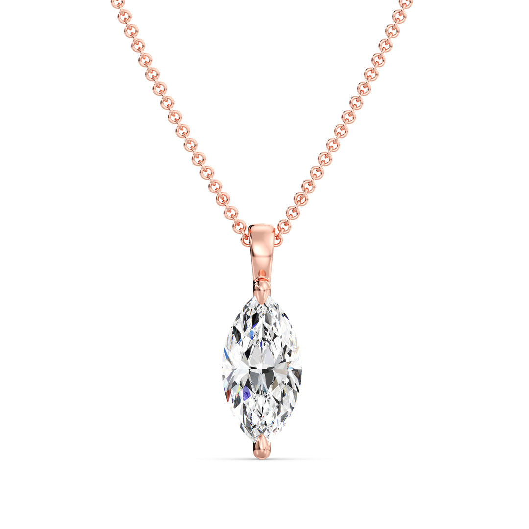 Marquise Cut Lab Grown Diamond Solitaire Pendant in 18K Rose Gold