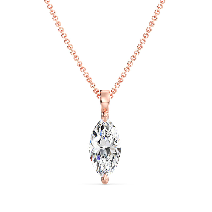Marquise Cut Lab Grown Diamond Solitaire Pendant in 18K Rose Gold