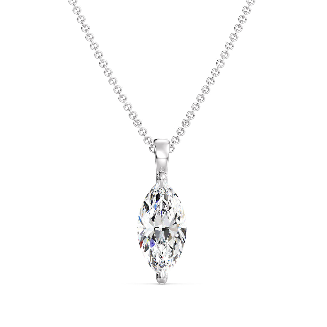 Marquise Cut Lab Grown Diamond Solitaire Pendant in 18K White Gold