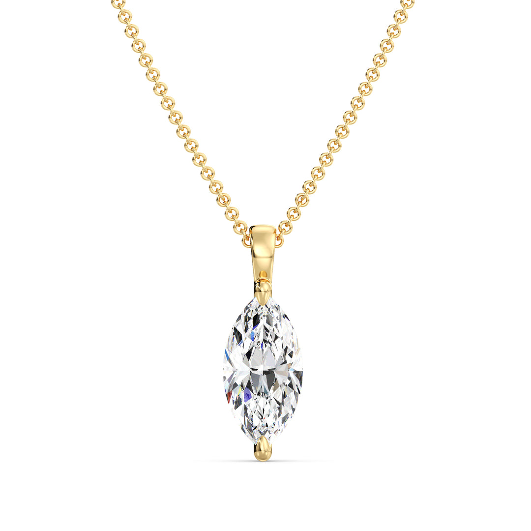 Marquise Cut Lab Grown Diamond Solitaire Pendant in 18K Yellow Gold