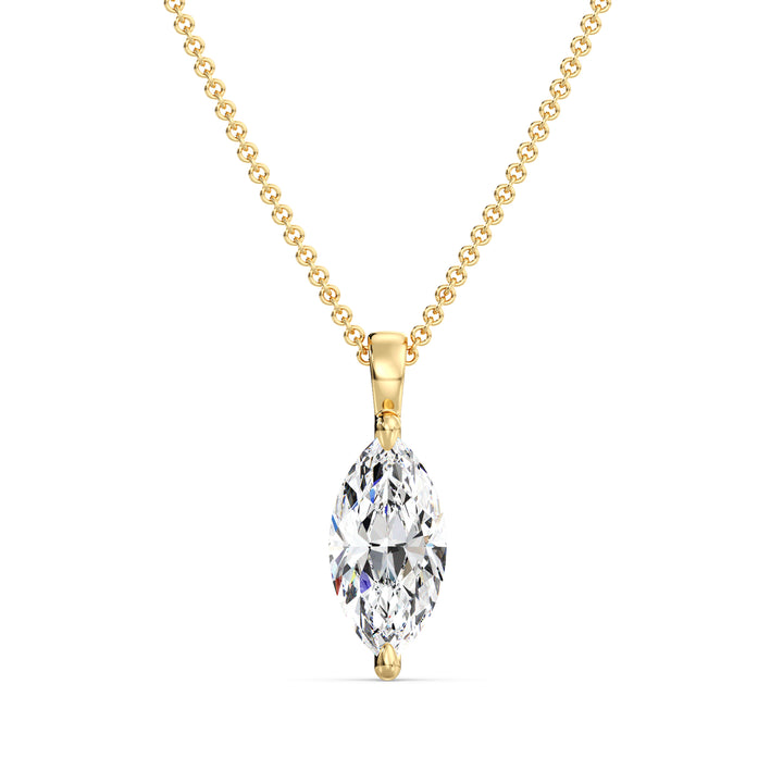 Marquise Cut Lab Grown Diamond Solitaire Pendant in 18K Yellow Gold