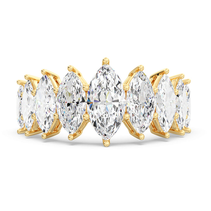 Marquise Diamond Half Eternity Ring with Graduated Side Stones in Yellow Gold