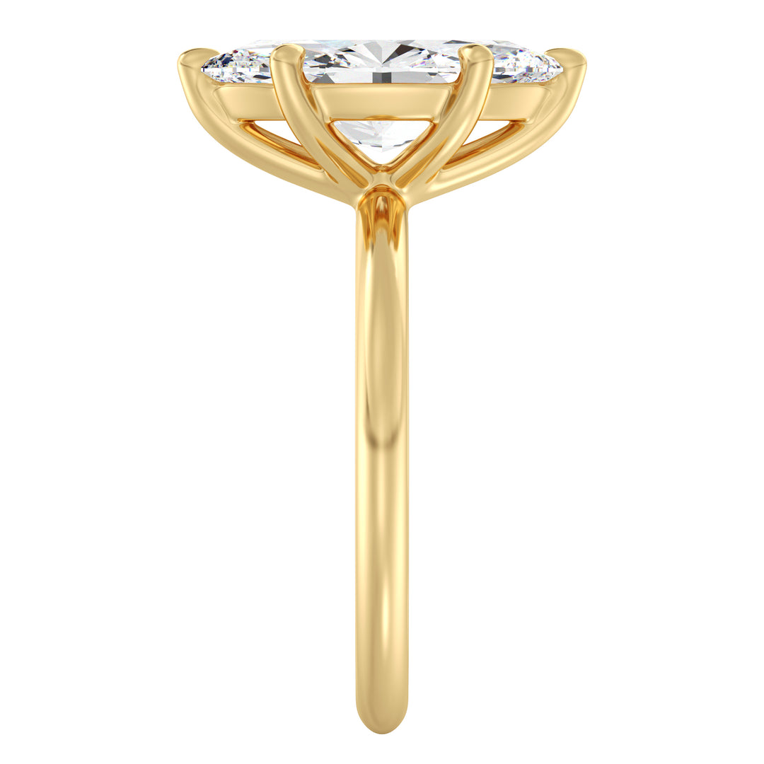 IGI certified marquise cut lab grown diamond solitaire ring in BIS hallmarked 18K yellow gold.