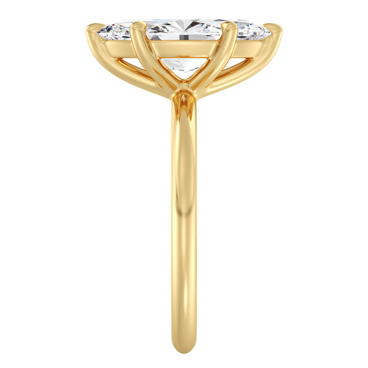 IGI certified marquise cut lab grown diamond solitaire ring in BIS hallmarked 18K yellow gold.