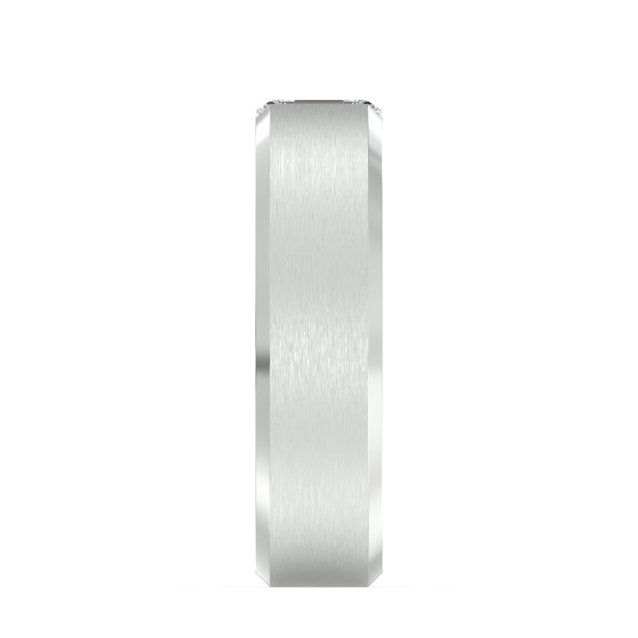 Minimalist Diamond Signet Ring in Platinum with Sculpted Band Design