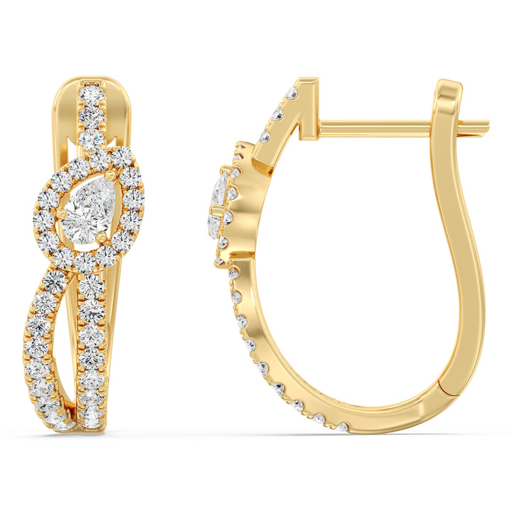 0.75 Carat Mixed Cut Lab Grown Diamond Hoop Earrings in 18K Yellow Gold