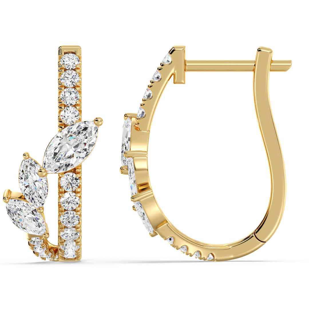 1.148 Carat Mixed Cut Lab Grown Diamond Hoop Earrings in 18K Yellow Gold