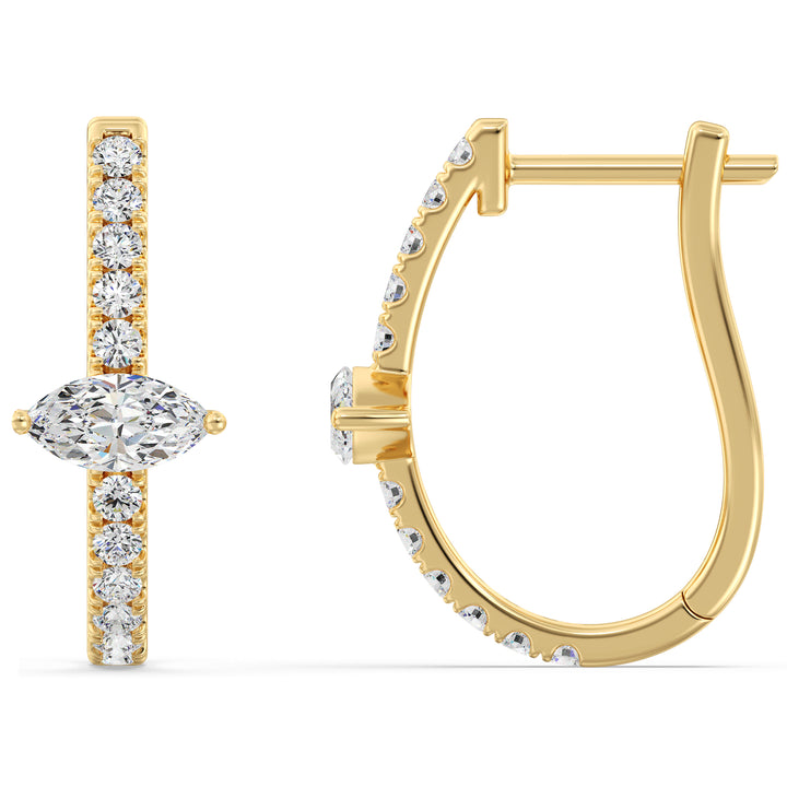 0.73 Carat Mixed Cut Lab Grown Diamond Huggie Hoop Earrings in 18K Yellow Gold