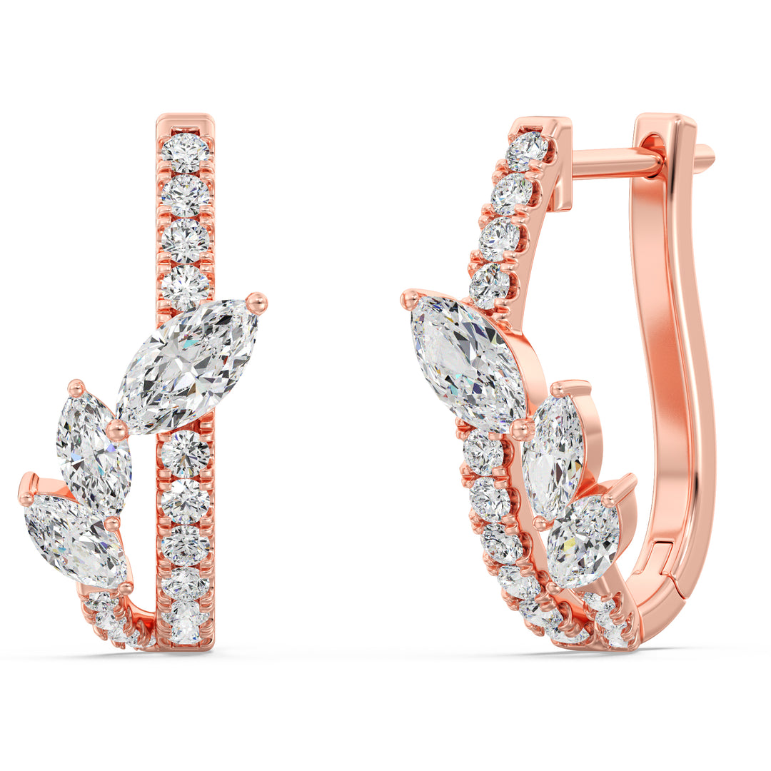 Mixed Cut Lab Grown Diamond Twist Hoop Earrings in 18K Rose Gold