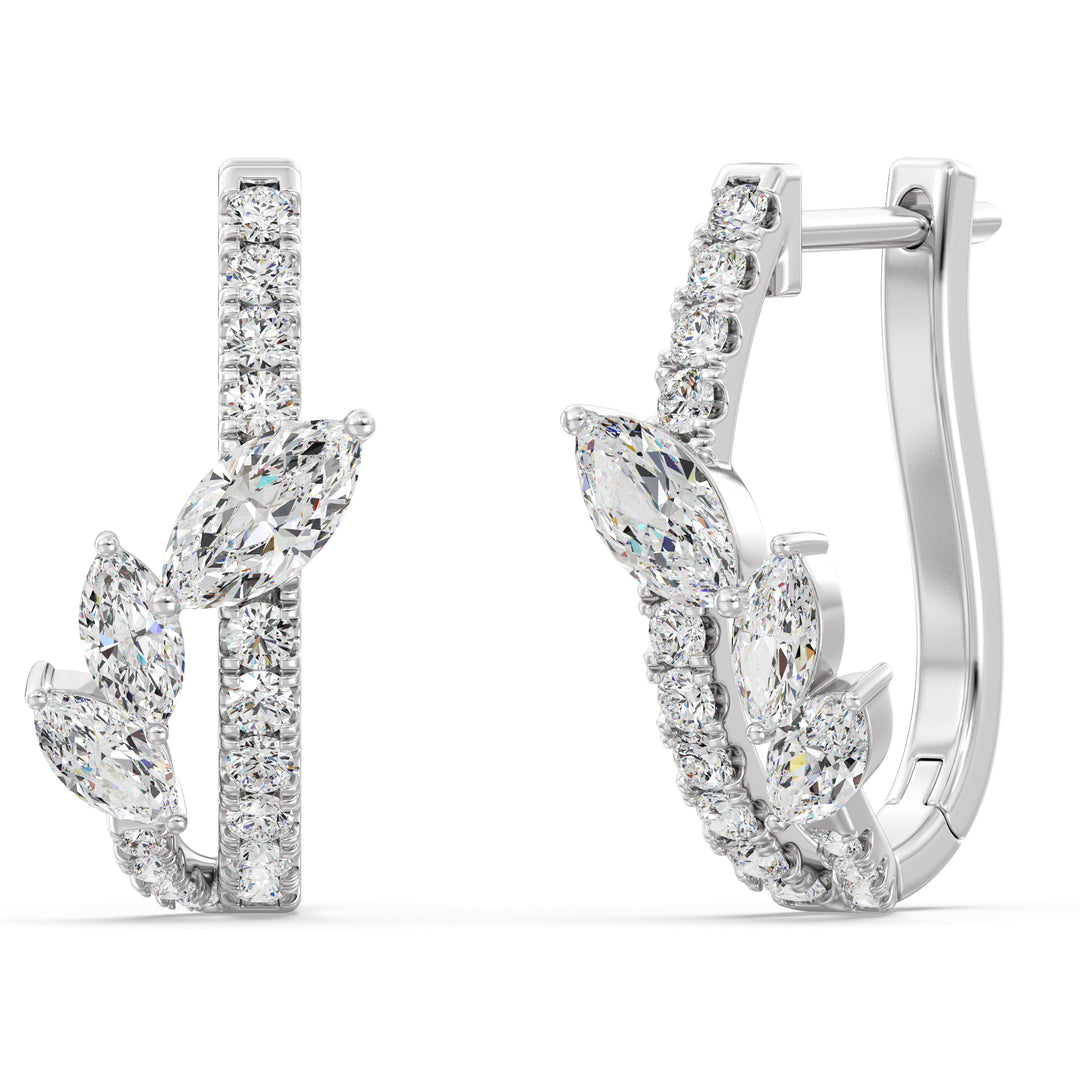 Mixed Cut Lab Grown Diamond Twist Hoop Earrings in 18K White Gold