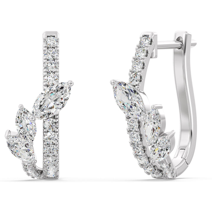 Mixed Cut Lab Grown Diamond Twist Hoop Earrings in 18K White Gold