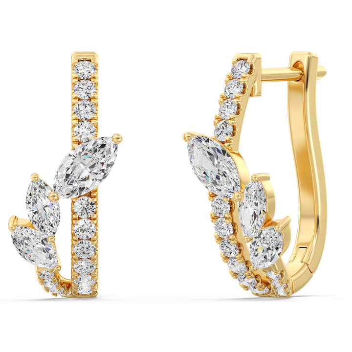 Mixed Cut Lab Grown Diamond Twist Hoop Earrings in 18K Yellow Gold
