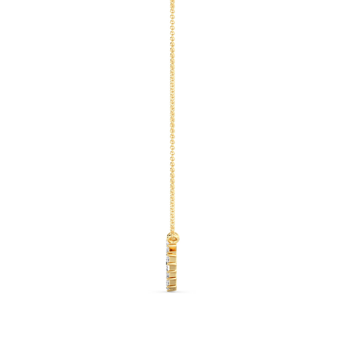 Modern Baguette Cut Lab Grown Diamond Cluster Necklace in 18K Yellow Gold