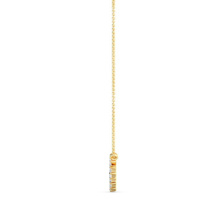 Modern Baguette Cut Lab Grown Diamond Cluster Necklace in 18K Yellow Gold