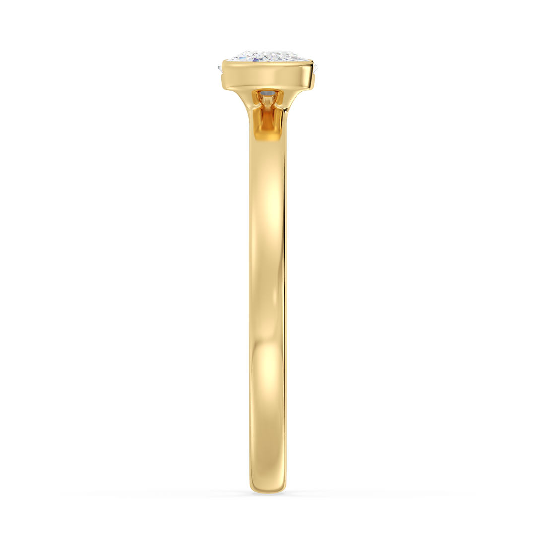 Modern Oval Cut Engagement Ring with Sleek Bezel Design in Yellow Gold