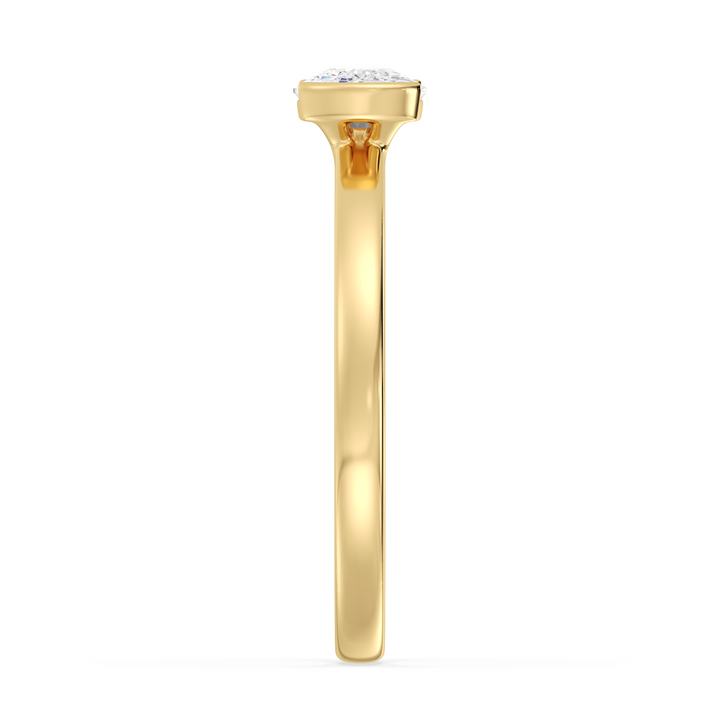 Modern Oval Cut Engagement Ring with Sleek Bezel Design in Yellow Gold