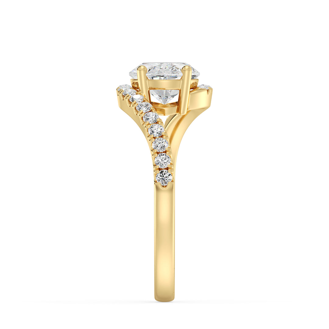 Modern Oval Diamond East West Engagement Ring in 18K Yellow Gold