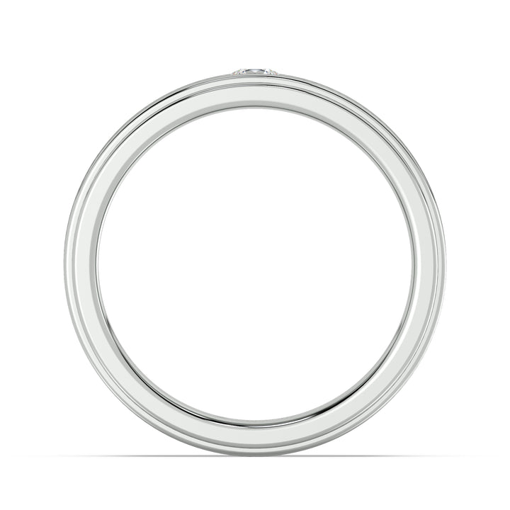 Modern Platinum Diamond Signet Ring with Contemporary Double Groove Design
